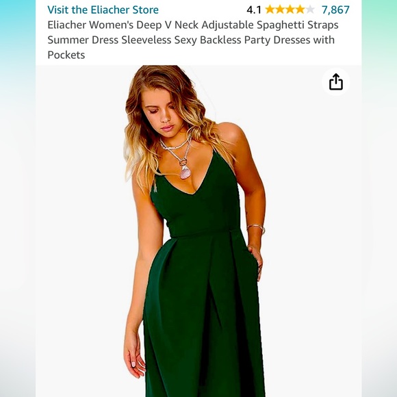 Eliacher tea length fit and flare dress with POCKETS! Dark green, size 8. - Picture 1 of 6